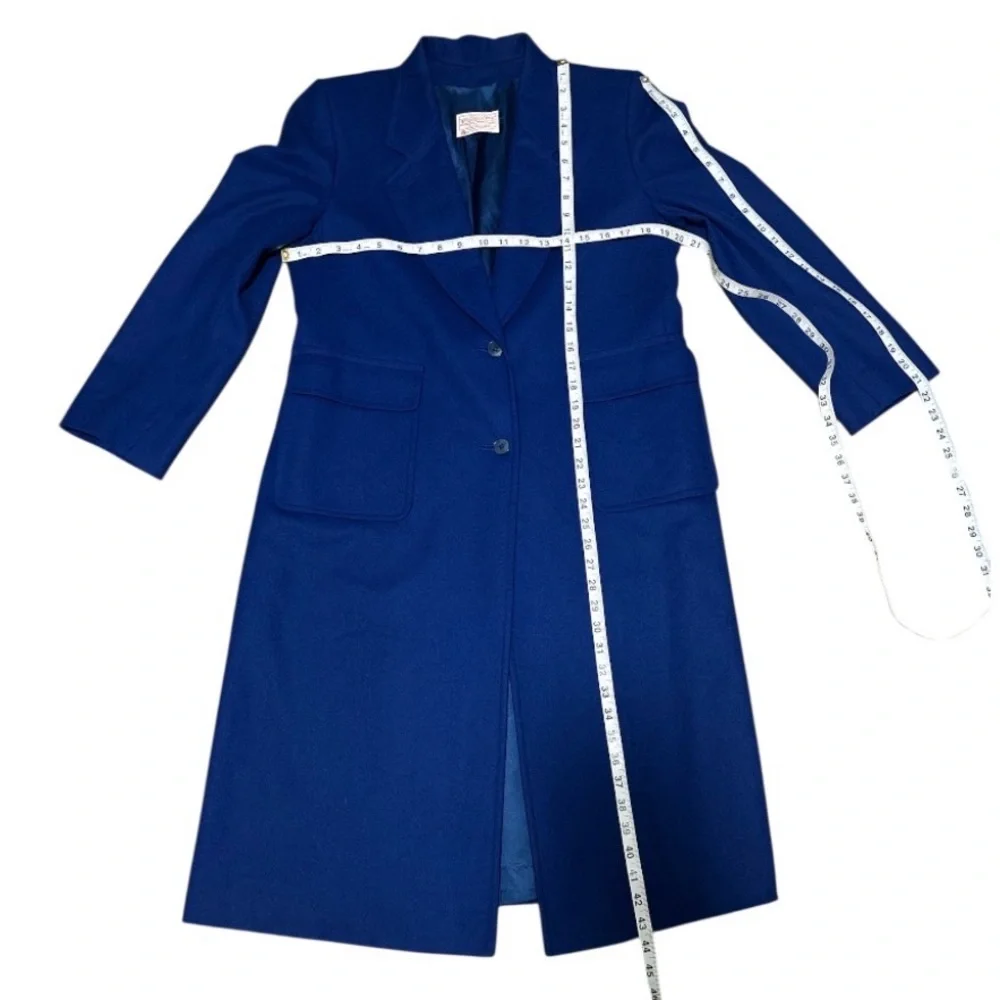 PENDLETON Pure Virgin Wool Single Breast Button Blue Trench Coat Medium Petite